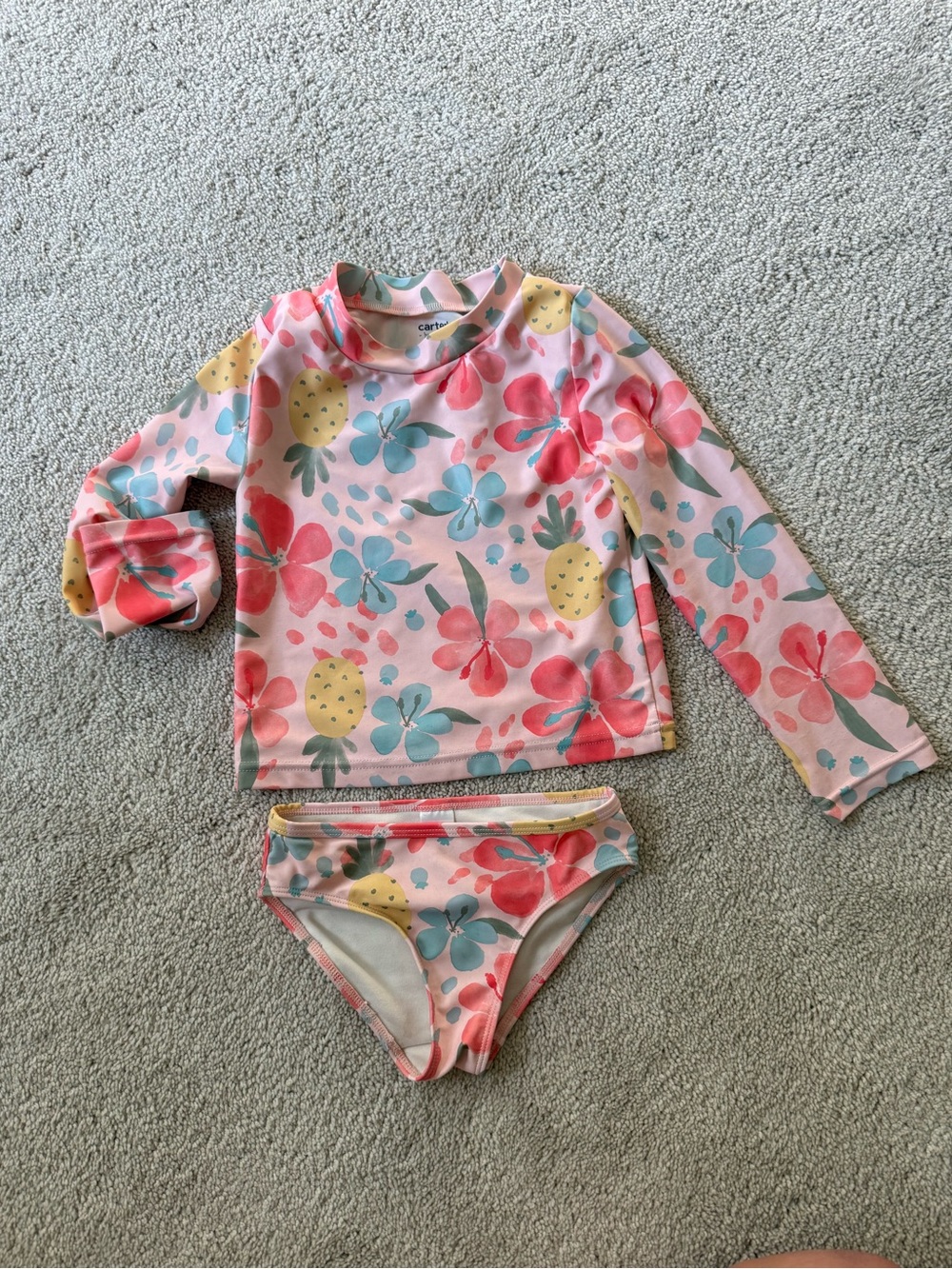 Carter's Pink Floral & Pineapple Long-Sleeve Rashguard Set